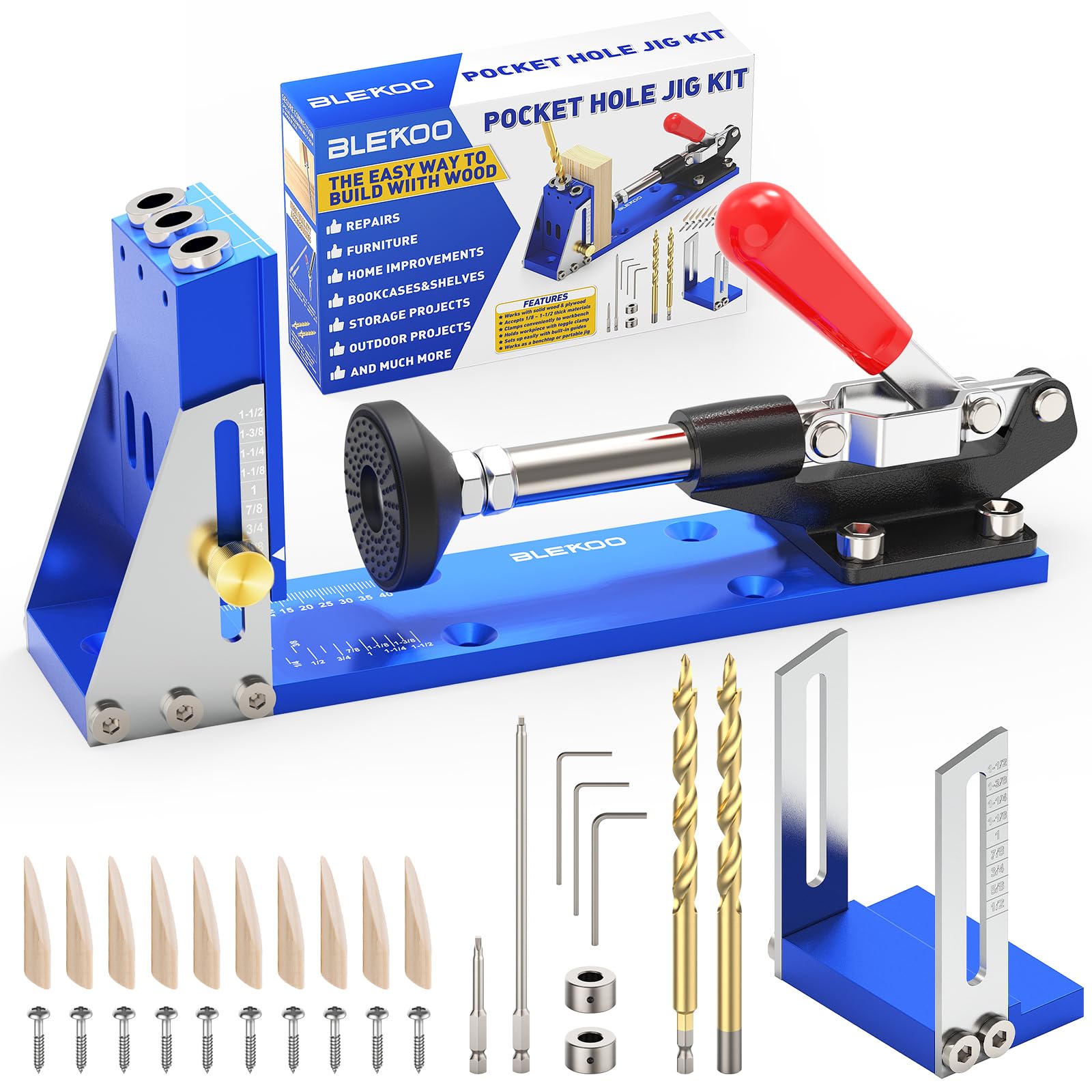 ボッコム　BOCCOM. ローカル　ニンナ　エニードープ　アブディール BLEKOO Upgraded Pocket Hole Jig Tool Kit, Pocket Hole Drill